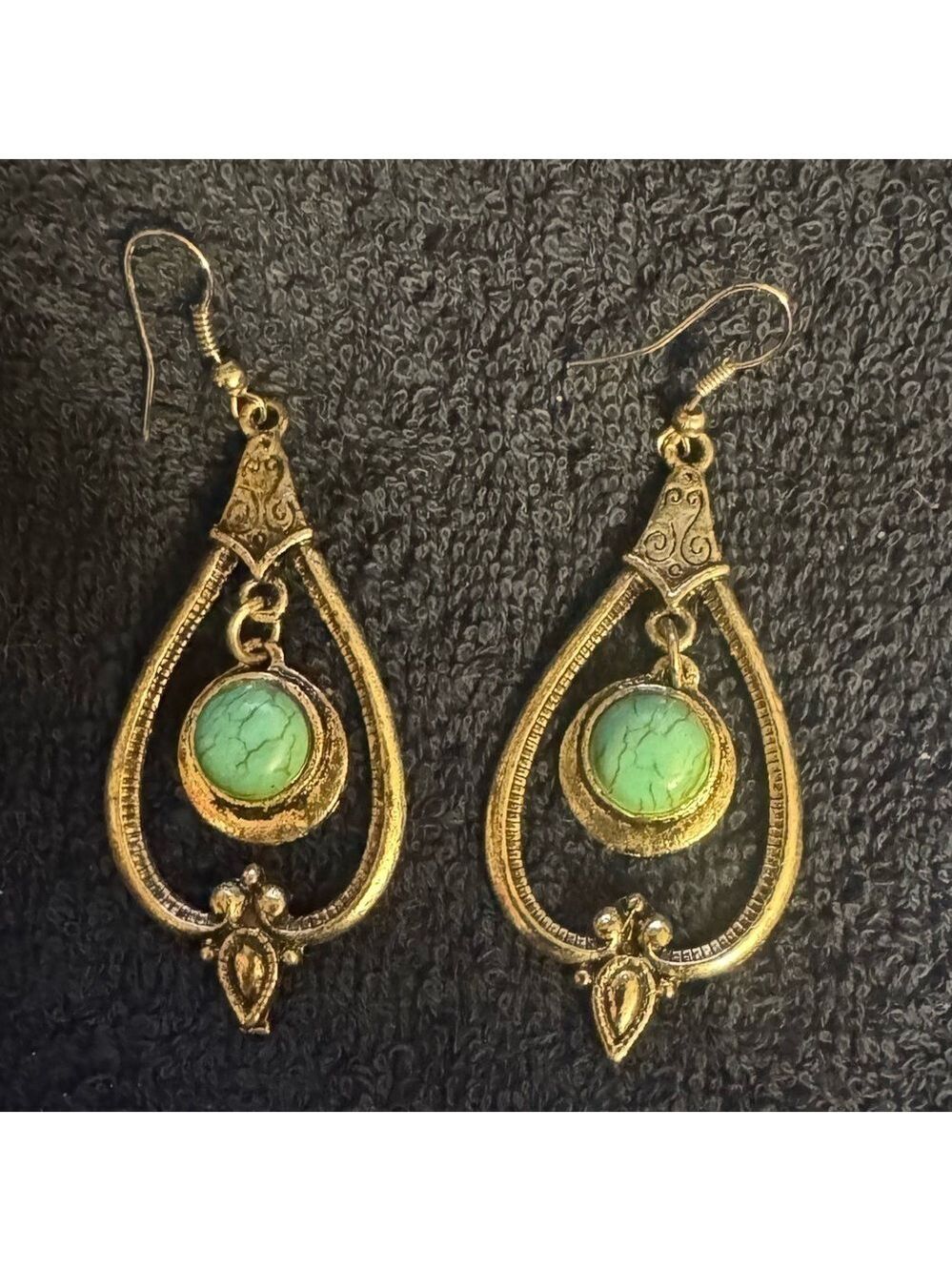 Bohemian Turquoise Earrings- silver tone NWOT